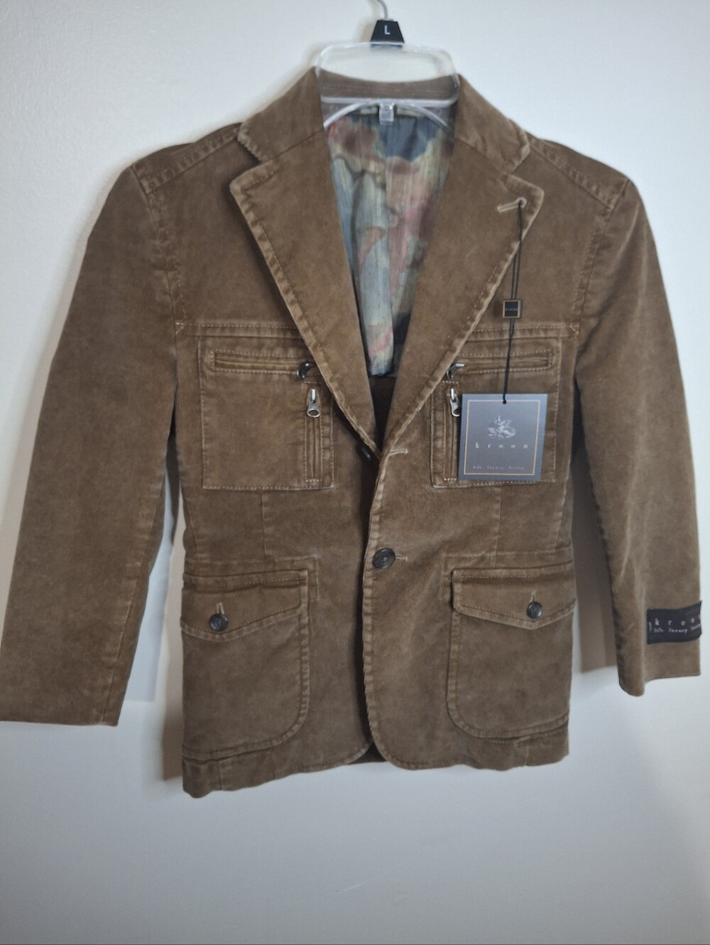 A. Kroon Women's Corduroy Blazer Khaki Brown Size 8 Regular NWT 100% Cotton